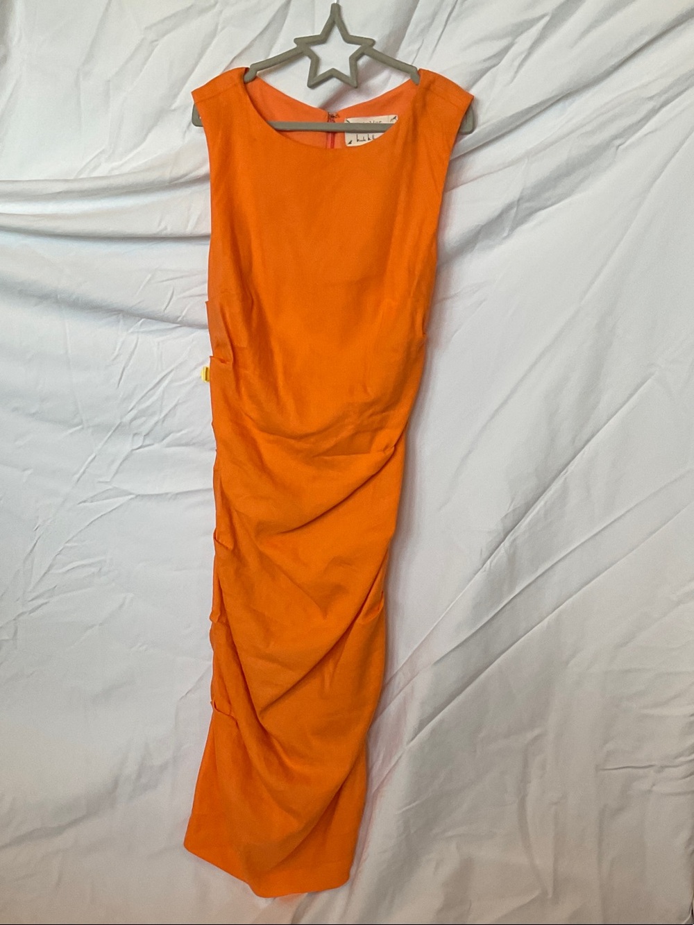Nicole Miller Orange Sleeveless Ruched Dress